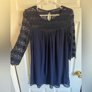 Deep dark blue dress, size medium, amazing shape, worn once